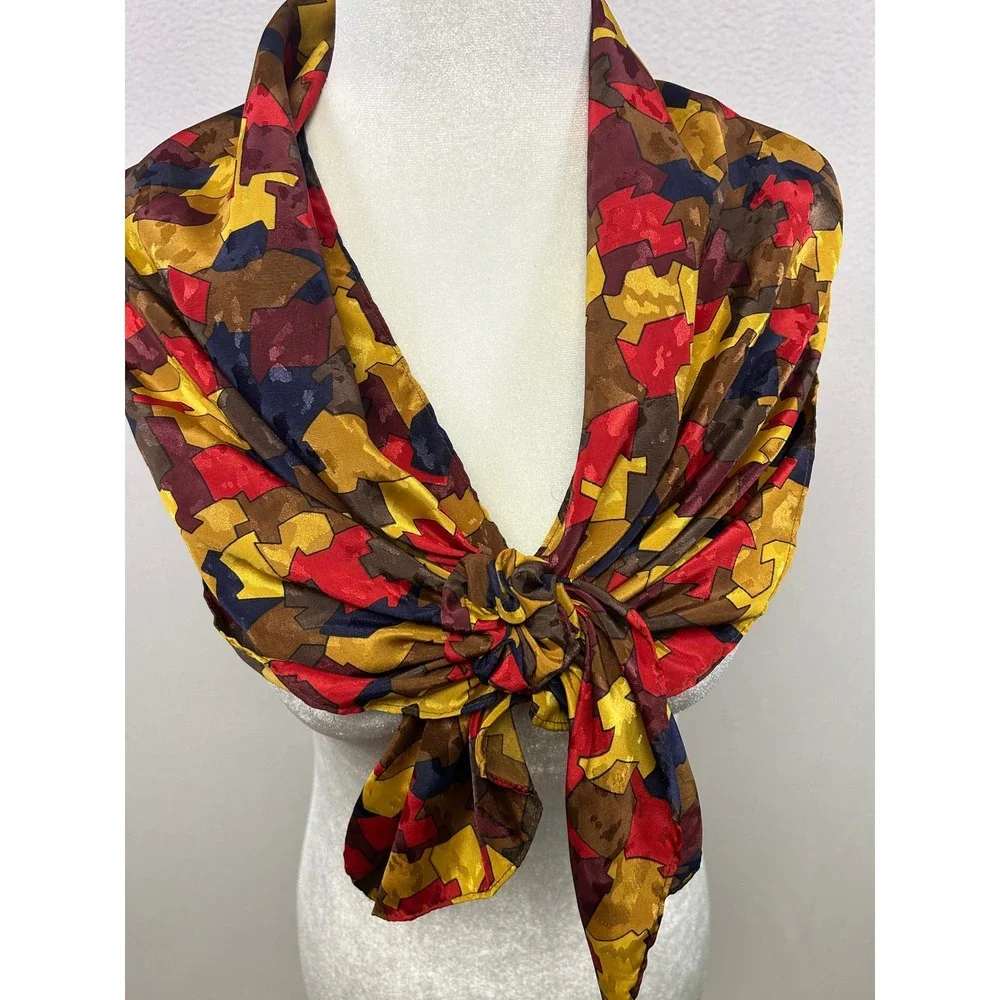 Vintage Aesthetic Unbranded Womens OS Multicolor Geometric Mosaic Jacquard Scarf